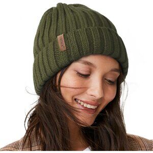 Women’s Green Winter Fleece-Lined Chunky Knit Beanie Snow Hat Cap